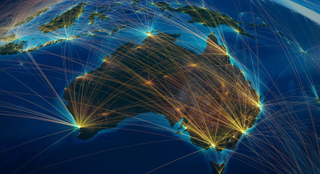 Australia with many export connections to neighbouring countries
