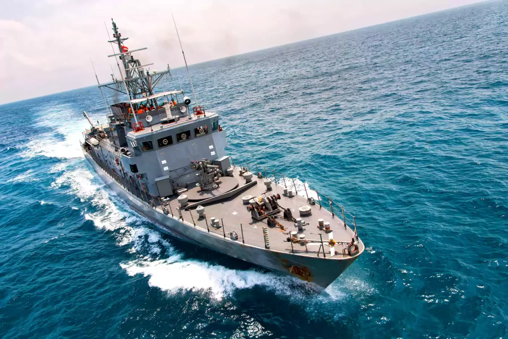 Australian military naval vessel travelling quickly